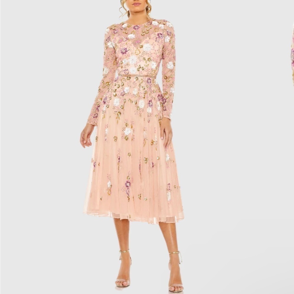 NWT - Mac Duggal - Pink Floral Sequin Dress - Size 14 - Picture 2 of 10